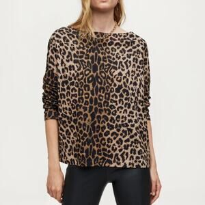 All Saints Leopard Print Long Sleeve Top